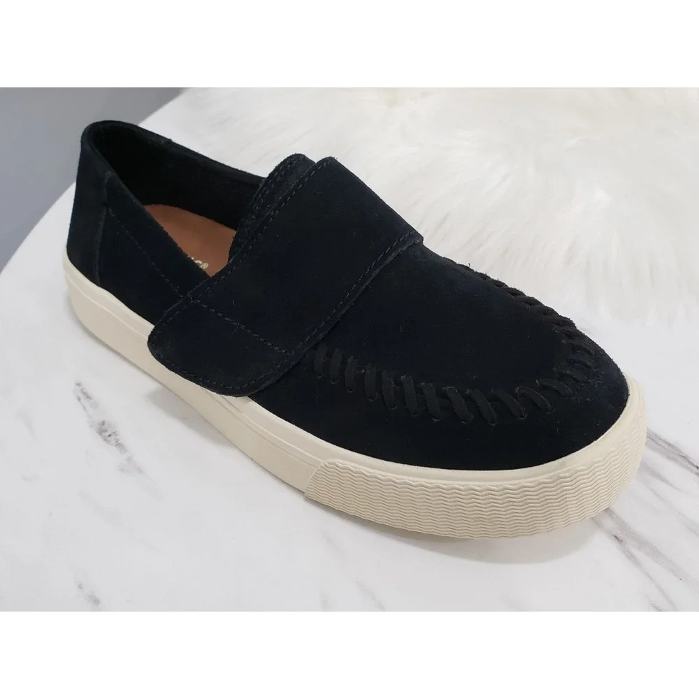 TOMS Altair Black Felt Suede Sneakers Women's Size 5.5 Slip on Hook-n-Loop Strap